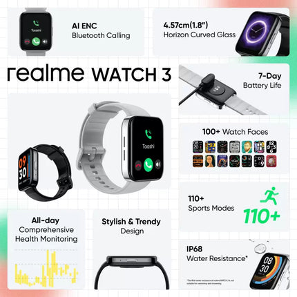 realme Watch 3 - 1.8 inch Horizon Curved Display with Bluetooth Calling Smartwatch